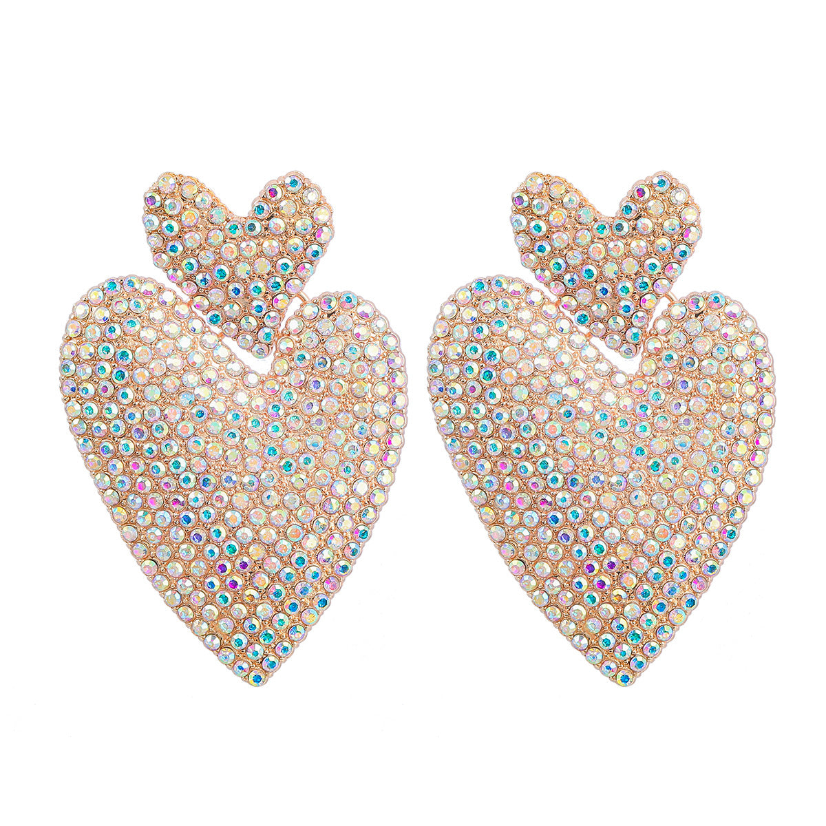 Wholesale Colored Diamond Love Multi-layer Alloy Diamond Boho Style Earrings